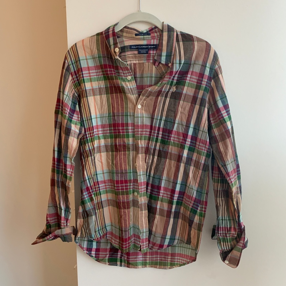 Plaid blouse (Ralph Lauren Sport, Size 8 slim fit)